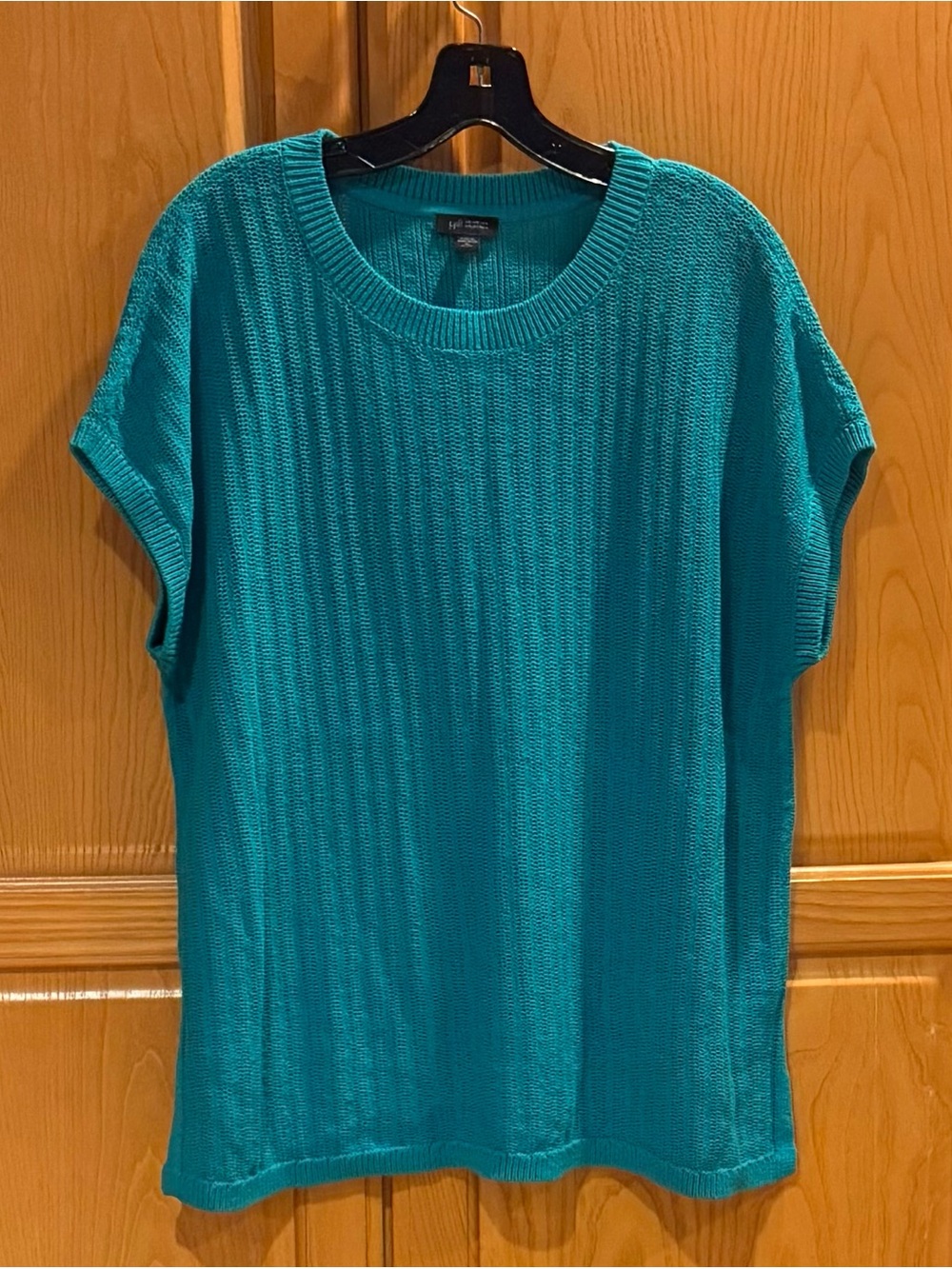 J. Jill Wearever Teal Ribbed Short Sleeve Knit Top Lightweight Women’s Size XL P